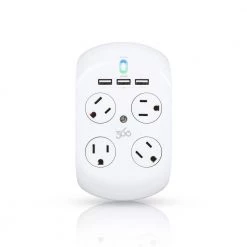 360 Electrical Rotating 4-Outlet Surge Protector with 3 USB
