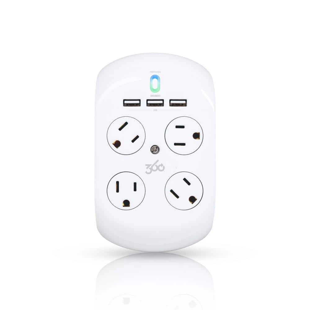 360 Electrical Rotating 4-Outlet Surge Protector with 3 USB 1 360 Electrical Rotating 4-Outlet Surge Protector with 3 USB