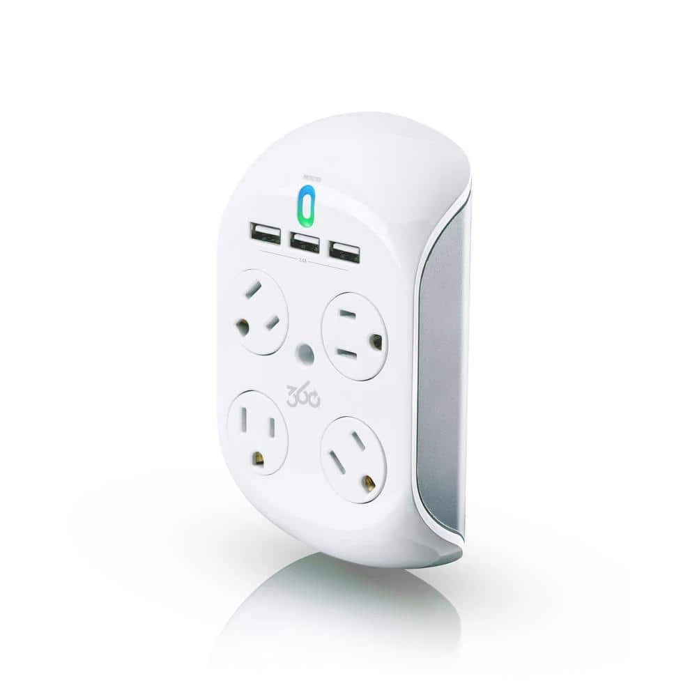 360 Electrical Rotating 4-Outlet Surge Protector with 3 USB 2 360 Electrical Rotating 4-Outlet Surge Protector with 3 USB - Image 2