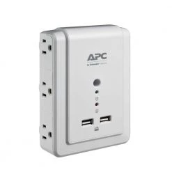 APC White SurgeArrest Surge Protector with 6 outlets and 2 USB ports, wall-mounted -Surge Protectors Sales Store beige apc surge protectors p6wu2 a0 1000