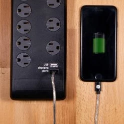 10-Outlet 2 USB Port Premium Surge Protector -Surge Protectors Sales Store black 10 outlet 6 ft ge surge protectors 14096 fa 1000