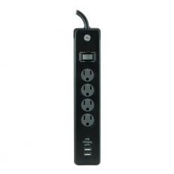 3 ft. 4-Outlet and 2-USB Port, 1.0 Amp, 450 Joules Surge Protector, Black 5 3 ft. 4-Outlet and 2-USB Port, 1.0 Amp, 450 Joules Surge Protector, Black -Surge Protectors Sales Store black 3 ft cord ge surge protectors 13478 4f 1000