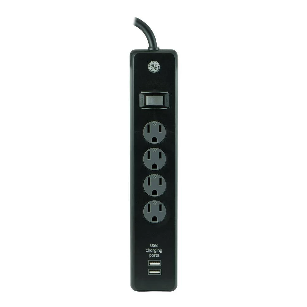 3 ft. 4-Outlet and 2-USB Port, 1.0 Amp, 450 Joules Surge Protector, Black 3 3 ft. 4-Outlet and 2-USB Port, 1.0 Amp, 450 Joules Surge Protector, Black - Image 3