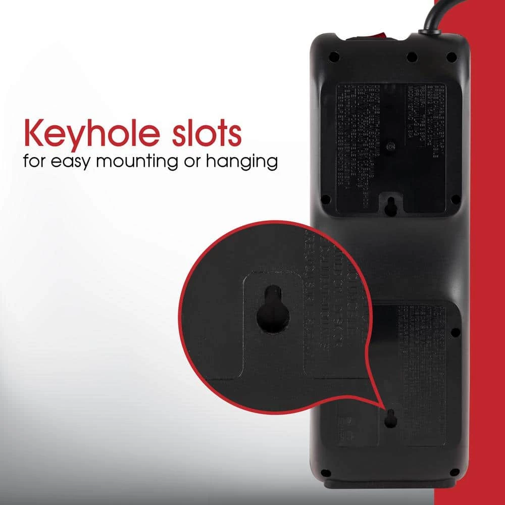 Power Gear 7 ft. 16/3 8-Outlet 2100J Surge Protector Power Strip Extension Cord, Black 5 Power Gear 7 ft. 16/3 8-Outlet 2100J Surge Protector Power Strip Extension Cord, Black - Image 5