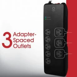 Power Gear 7 ft. 16/3 8-Outlet 2100J Surge Protector Power Strip Extension Cord, Black 13 Power Gear 7 ft. 16/3 8-Outlet 2100J Surge Protector Power Strip Extension Cord, Black -Surge Protectors Sales Store black 7ft cord power gear surge protectors 12996 76 1000