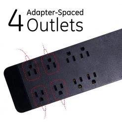 8-Outlet 2,160-Joules Surge Protector with 8 ft. Cord, Black -Surge Protectors Sales Store black 8 outlets 8 ft cord ge surge protectors 37055 1f 1000