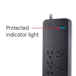 8-Outlet 2,160-Joules Surge Protector with 8 ft. Cord, Black -Surge Protectors Sales Store black 8 outlets 8 ft cord ge surge protectors 37055 44 1000