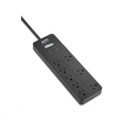 APC Black 6 ft. Surge Protector with 8 outlets, 2 USB charging ports -Surge Protectors Sales Store black apc surge protectors ph8 40 1000
