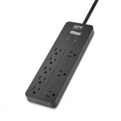 APC Black 6 ft. Surge Protector with 8 outlets, 2 USB charging ports