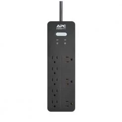 APC Black 6 ft. Surge Protector with 8 outlets, 2 USB charging ports -Surge Protectors Sales Store black apc surge protectors ph8 a0 1000