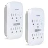 BLACK+DECKER 6 Grounded Outlets Surge Protector Wall Mount with Sleek Power Adapter Tap (2-Pack)