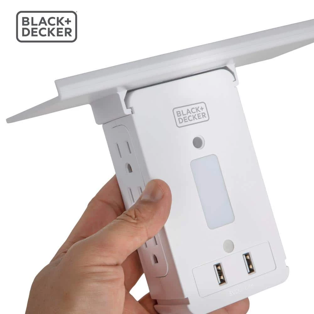 BLACK+DECKER 6 Grounded Outlets Surge Protector Outlet Shelf with Night Light 2 USB, 100 Lumen 5 BLACK+DECKER 6 Grounded Outlets Surge Protector Outlet Shelf with Night Light 2 USB, 100 Lumen - Image 5