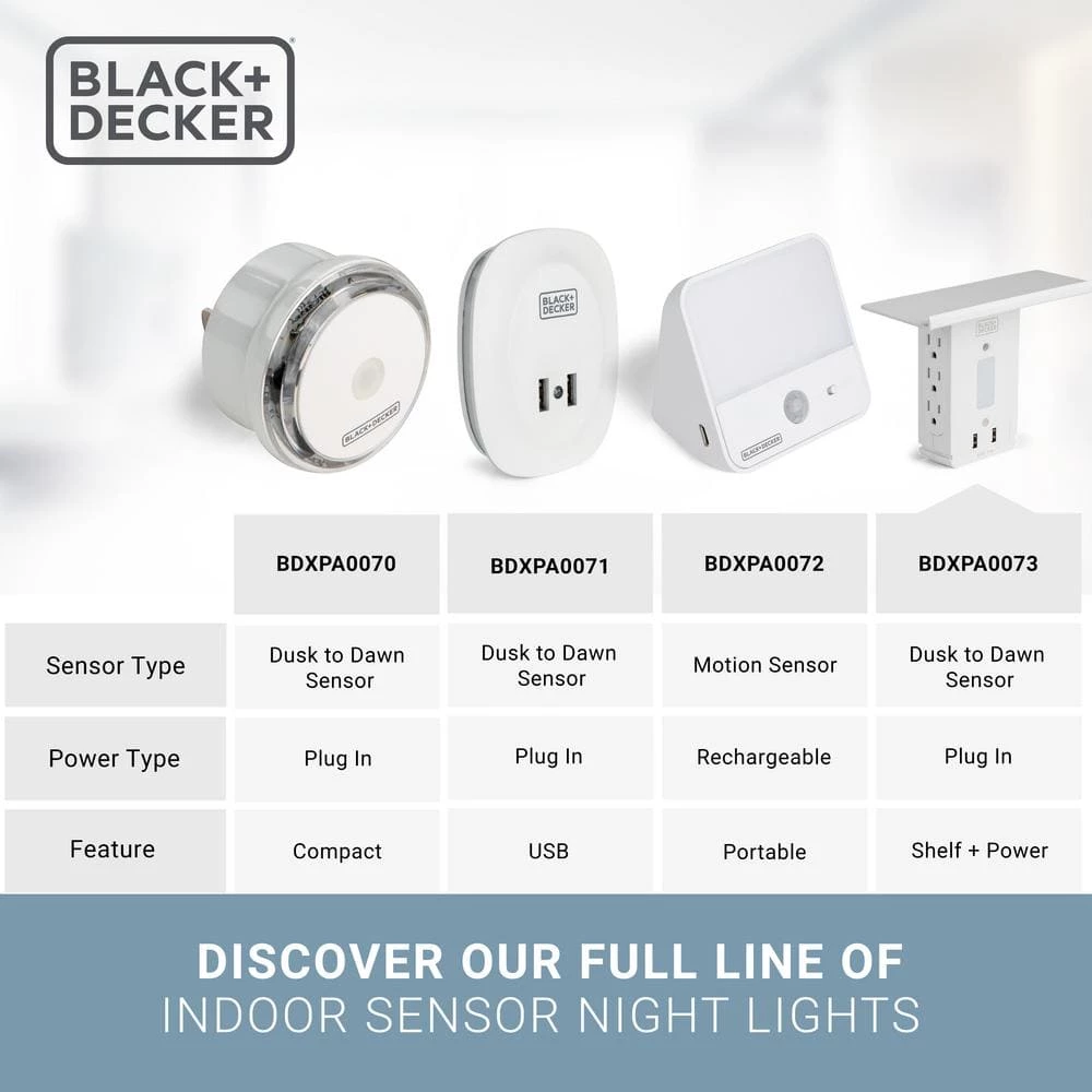 BLACK+DECKER 6 Grounded Outlets Surge Protector Outlet Shelf with Night Light 2 USB, 100 Lumen 2 BLACK+DECKER 6 Grounded Outlets Surge Protector Outlet Shelf with Night Light 2 USB, 100 Lumen - Image 2