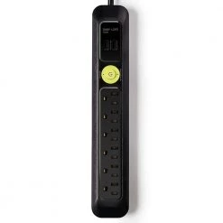 EasyLife Tech 6 ft. 6-Outlet, 2-USB, Power Strip Surge Protector - Black