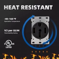 ELEGRP 50 Amp 125/250V, NEMA 14-50R Flush Mount Power Outlet, Single Straight Blade Range and Dryer Outlet Grounding, Black -Surge Protectors Sales Store black elegrp electrical outlets receptacles 2106s 4f 1000