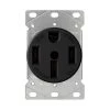ELEGRP 50 Amp 125/250V, NEMA 14-50R Flush Mount Power Outlet, Single Straight Blade Range and Dryer Outlet Grounding, Black