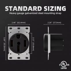 ELEGRP 50 Amp 125/250V, NEMA 14-50R Flush Mount Power Outlet, Single Straight Blade Range and Dryer Outlet Grounding, Black -Surge Protectors Sales Store black elegrp electrical outlets receptacles 2106s 76 1000