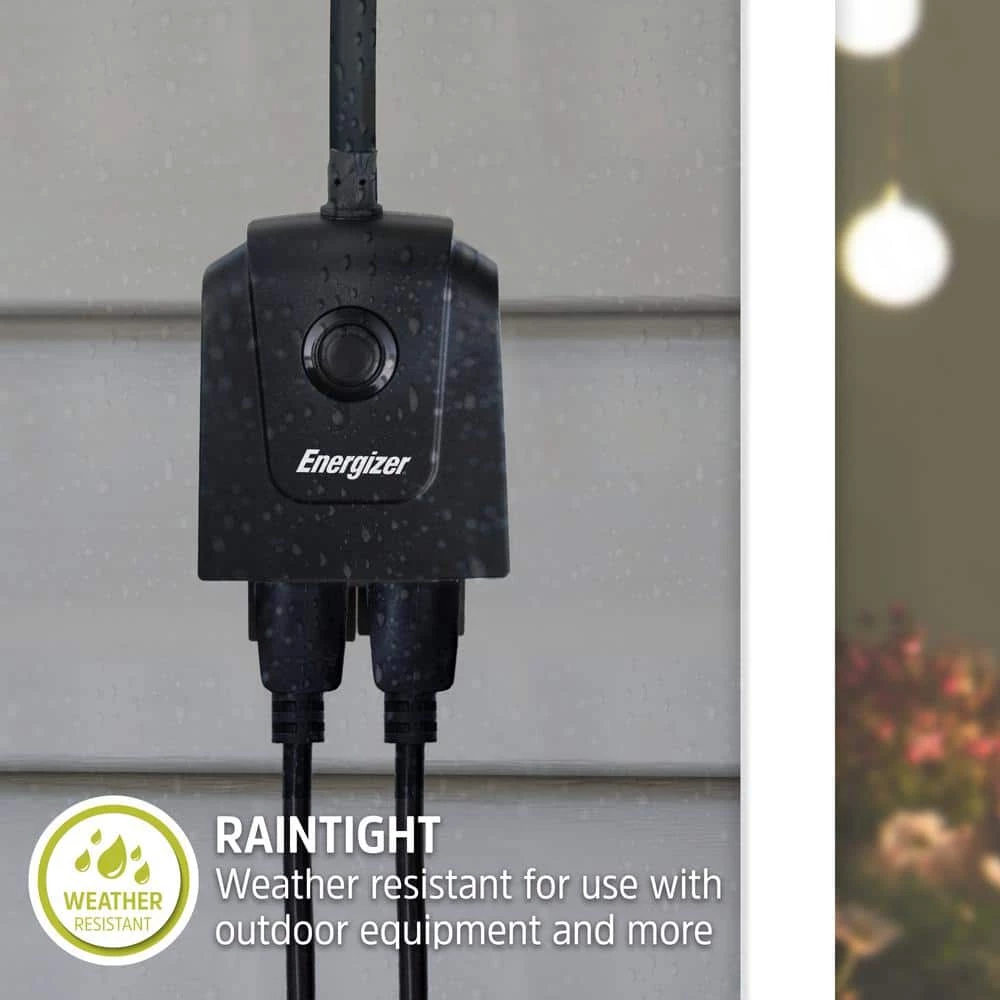 Energizer Smart Wi-Fi 2-Outlet Outdoor Plug, Second Generation, Custom Schedules, Works With Alexa/Siri/Google 2 Energizer Smart Wi-Fi 2-Outlet Outdoor Plug, Second Generation, Custom Schedules, Works With Alexa/Siri/Google - Image 2