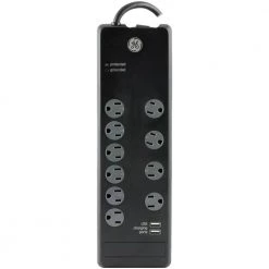 6 ft. 10-Outlet and 2-USB Port, 2.1 Amp, 3000 Joules Surge Protector
