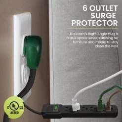Go Green Power 6-Outlet Surge Protector with 6 ft. Cord, Black -Surge Protectors Sales Store black go green power surge protectors gg 16106msbk 4f 1000