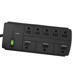 Go Green Power 8-Outlet 6 ft. Cord 750-Joules Surge Protector Lighted Rocker Switch, Black