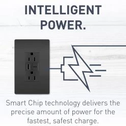 Legrand radiant 15 Amp 125-Volt Decorator Duplex Outlet with 6.0 Amp Type A/C USB, Black -Surge Protectors Sales Store black legrand electrical outlets receptacles r26usbac6bkccv4 44 1000