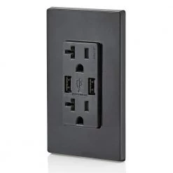 Leviton Decora 20 Amp Tamper Resistant Duplex Outlet and 3.6 Amp USB Outlet Charger, Black 11 Leviton Decora 20 Amp Tamper Resistant Duplex Outlet and 3.6 Amp USB Outlet Charger, Black -Surge Protectors Sales Store black leviton electrical outlets receptacles 005 t5832 00e 1f 1000