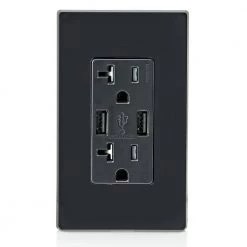 Leviton Decora 20 Amp Tamper Resistant Duplex Outlet and 3.6 Amp USB Outlet Charger, Black 10 Leviton Decora 20 Amp Tamper Resistant Duplex Outlet and 3.6 Amp USB Outlet Charger, Black -Surge Protectors Sales Store black leviton electrical outlets receptacles 005 t5832 00e 4f 1000