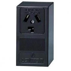 Leviton 30 Amp Surface Mount Power Single Outlet, Black