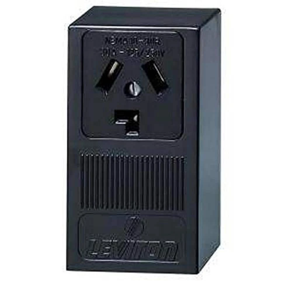Leviton 30 Amp Surface Mount Power Single Outlet, Black 1 Leviton 30 Amp Surface Mount Power Single Outlet, Black