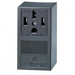 Leviton 50 Amp Single Surface Mounted Single Outlet, Black