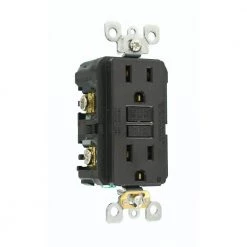 Leviton 15 Amp Self-Test SmartlockPro Slim Duplex GFCI Outlet, Black -Surge Protectors Sales Store black leviton electrical outlets receptacles gfnt1 e 44 1000