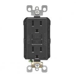 Leviton 15 Amp Self-Test SmartlockPro Slim Duplex GFCI Outlet, Black