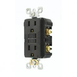 Leviton 15 Amp Self-Test SmartlockPro Slim Duplex GFCI Outlet, Black -Surge Protectors Sales Store black leviton electrical outlets receptacles gfnt1 e fa 1000