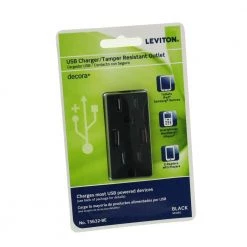 Leviton 3.6A USB Dual Type A In-Wall Charger with 15 Amp Tamper-Resistant Outlets, Black -Surge Protectors Sales Store black leviton electrical outlets receptacles r05 t5632 0be d4 1000