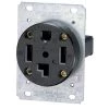 Leviton 30 Amp Industrial Flush Mount Shallow Single Outlet, Black