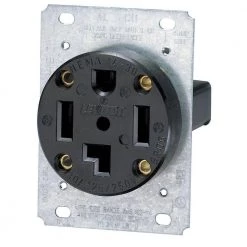 Leviton 30 Amp Industrial Flush Mount Shallow Single Outlet, Black