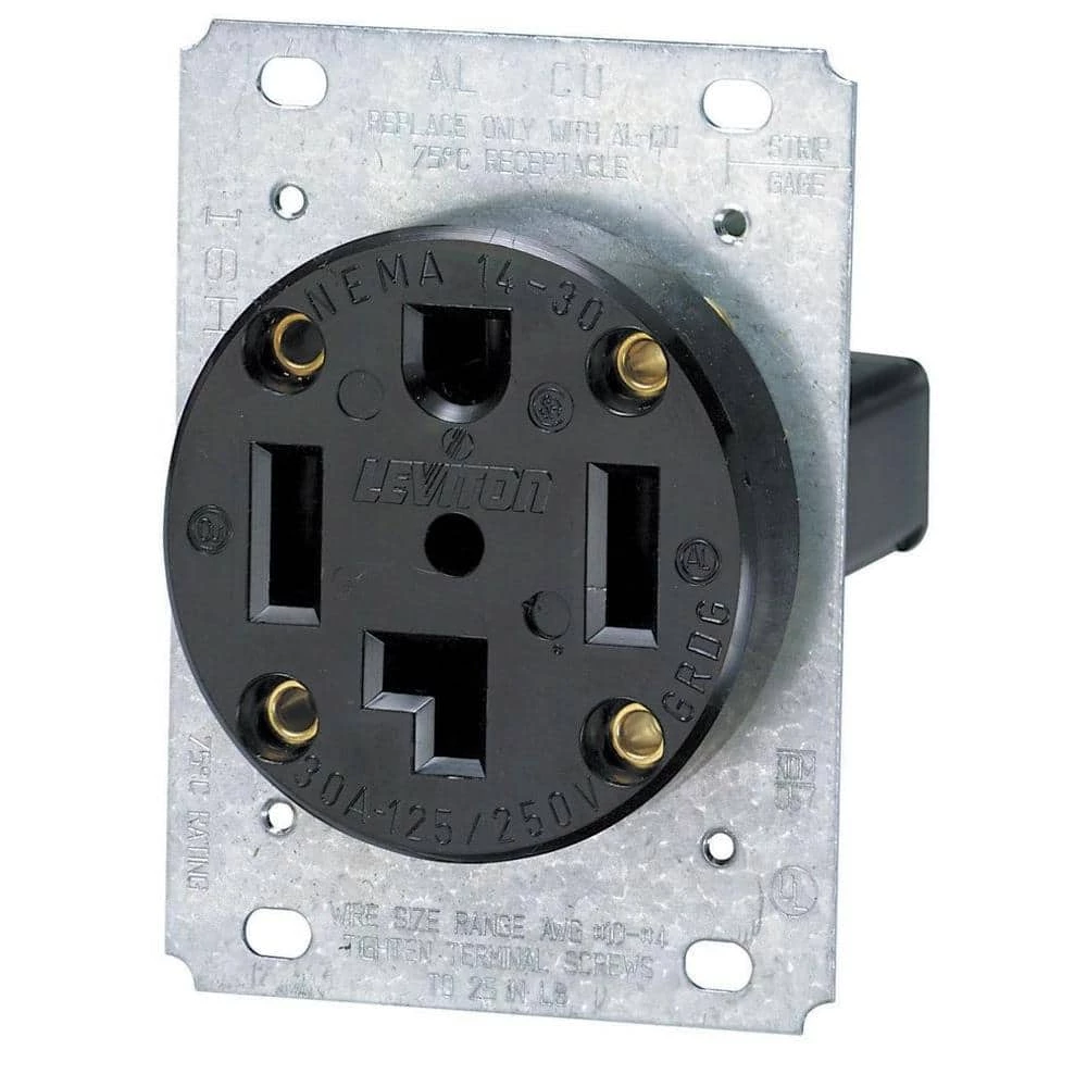 Leviton 30 Amp Industrial Flush Mount Shallow Single Outlet, Black 1 Leviton 30 Amp Industrial Flush Mount Shallow Single Outlet, Black