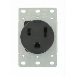 Leviton 50 Amp 2-Pole Flush Mount Shallow Single Outlet, Black NEMA 6-50R