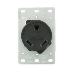 Leviton 30 Amp Flush Mount Shallow Single Outlet, Black