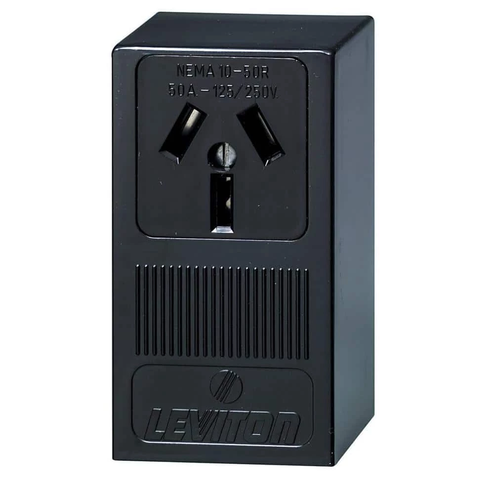 Leviton 50 Amp Thermoplastic Power Single Outlet, Black 1 Leviton 50 Amp Thermoplastic Power Single Outlet, Black