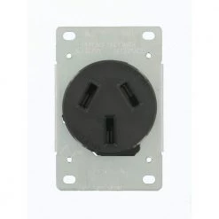 Leviton 50 Amp 125/250-Volt Shallow Flush Mounted Single Outlet, Black