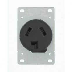 Leviton 30 Amp 125-Volt/250-Volt Shallow Single Flush Mounted Outlet, Black