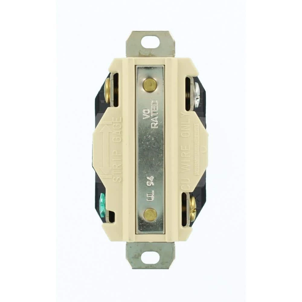 Leviton 20 Amp Nylon Grounding Locking Outlet, Black 4 Leviton 20 Amp Nylon Grounding Locking Outlet, Black - Image 4