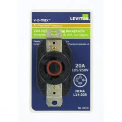 Leviton 20 Amp Nylon Grounding Locking Outlet, Black 12 Leviton 20 Amp Nylon Grounding Locking Outlet, Black -Surge Protectors Sales Store black leviton electrical outlets receptacles r50 02410 0cs fa 1000