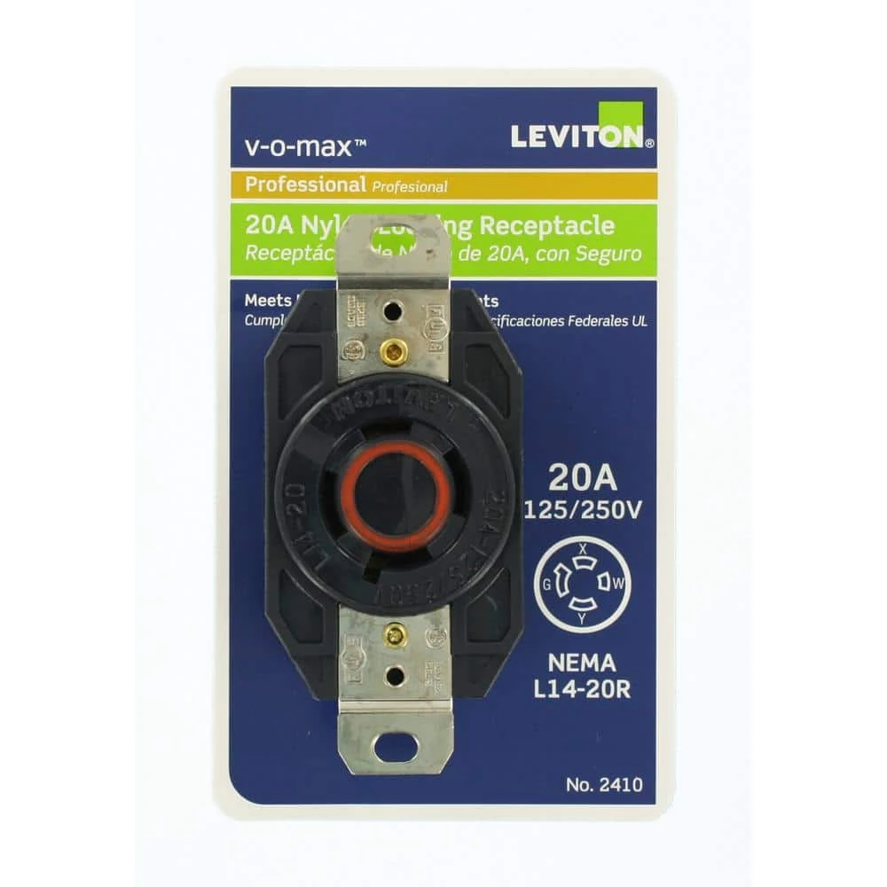 Leviton 20 Amp Nylon Grounding Locking Outlet, Black 6 Leviton 20 Amp Nylon Grounding Locking Outlet, Black - Image 6