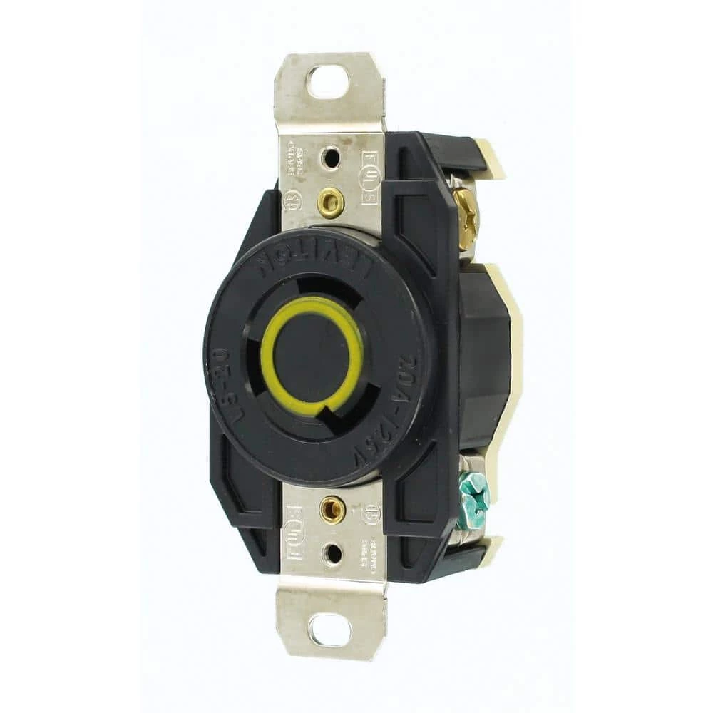 Leviton 30 Amp 125-Volt 3-Wire Locking Single Outlet, Black 3 Leviton 30 Amp 125-Volt 3-Wire Locking Single Outlet, Black - Image 3