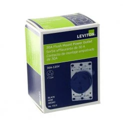 Leviton 30 Amp Flush-Mount Power Single Outlet, Black -Surge Protectors Sales Store black leviton electrical outlets receptacles r50 07313 000 fa 1000
