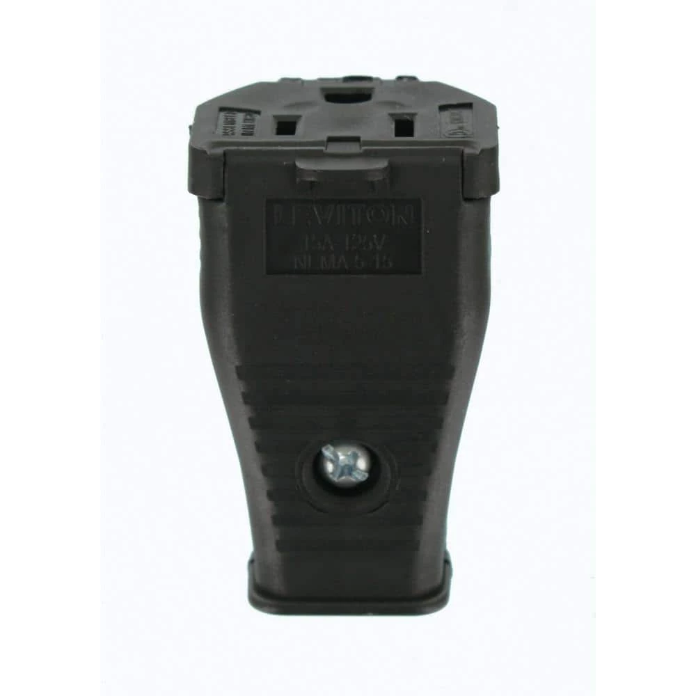 Leviton 15 Amp 125-Volt 2-Pole 3-Wire Grounding Cord Outlet, Black 2 Leviton 15 Amp 125-Volt 2-Pole 3-Wire Grounding Cord Outlet, Black - Image 2