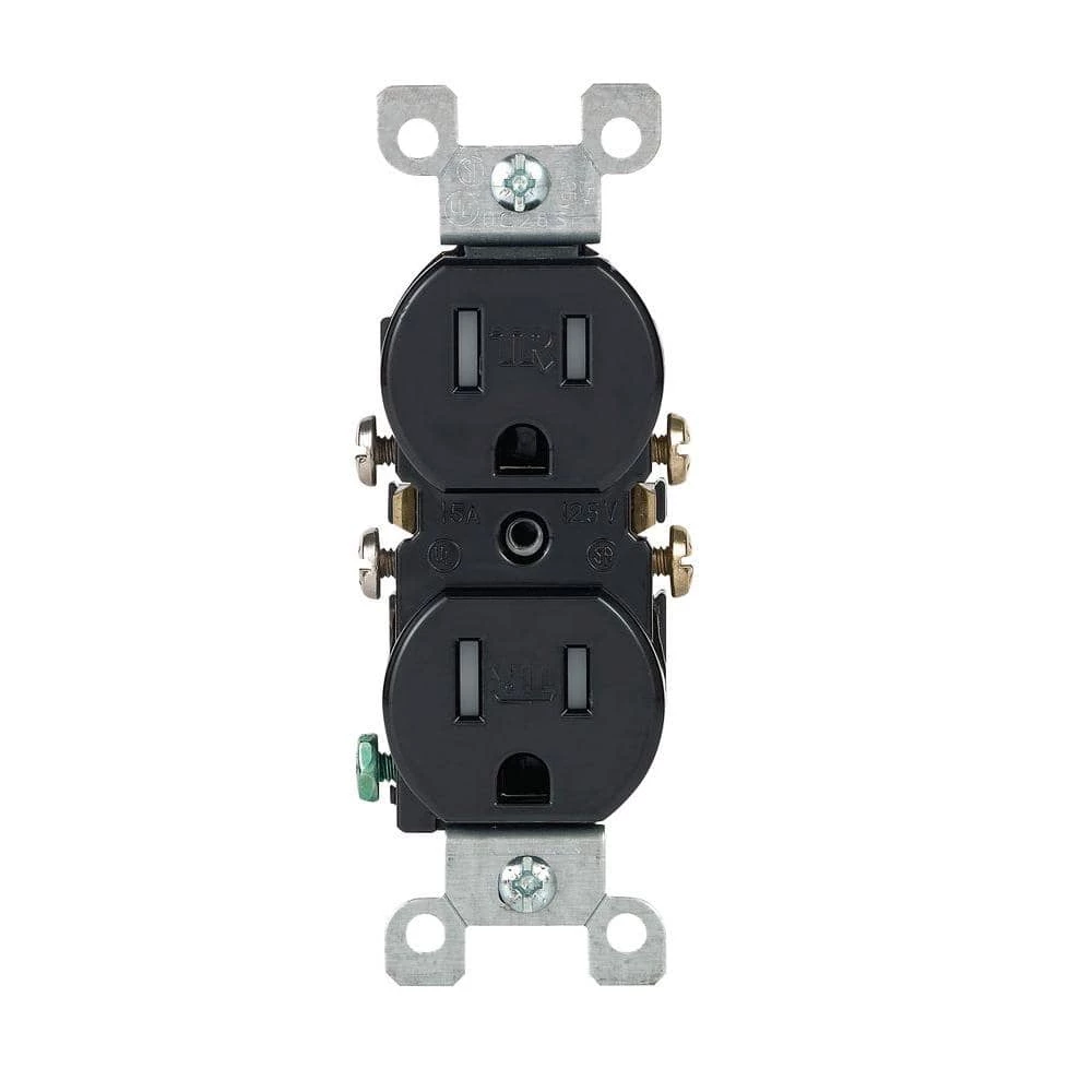 Leviton 15 Amp Tamper Resistant Duplex Outlet, Black 1 Leviton 15 Amp Tamper Resistant Duplex Outlet, Black